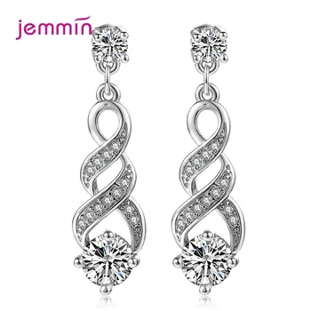 925 Sterling Silver Music Notes Drop Earrings Full CZ Clear Crystal Earring Musical Fans Pendientes for Women Fashion Jewelry