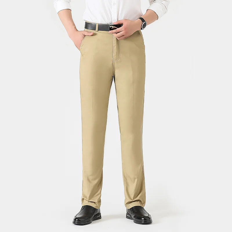Модные новые мужские брюки прямые свободные повседневные брюки классические деловые повседневные брюки модные мужские брюки для отдыха - Цвет: Khaki