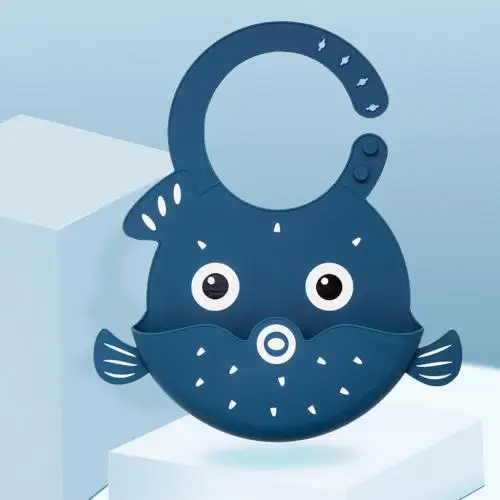 Водонепроницаемый мультяшный КИТ Globefish детский нагрудник моющийся передник для новорожденных слюнявчик полотенце - Цвет: Dark Blue Globefish