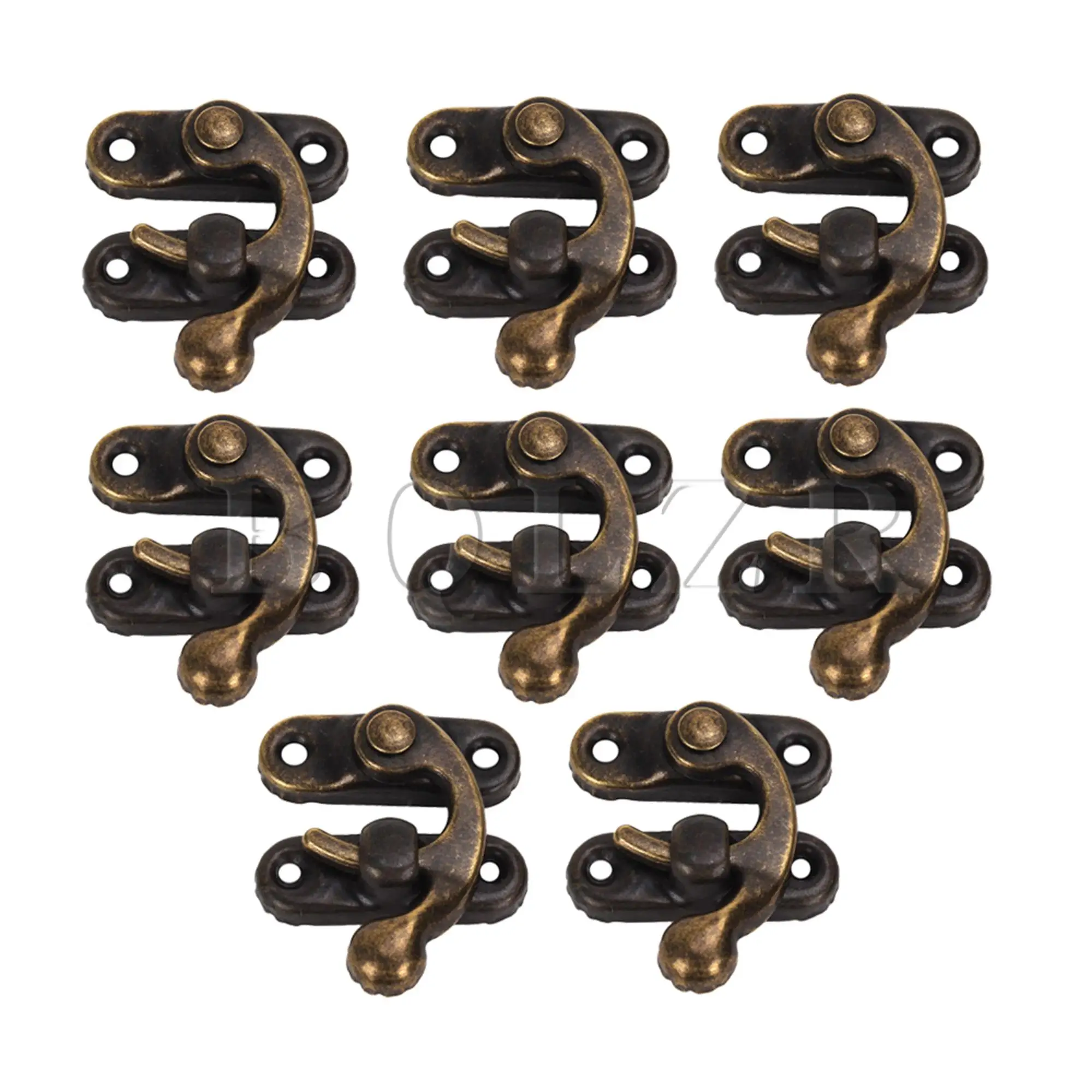 Bqlzr 8pcs Vintage Padlock Hasp Hook Horns Bronze Iron Shackle Lock For