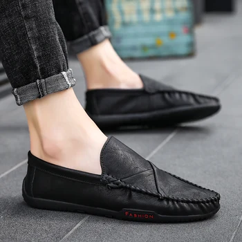

Fashion Leather Men's Casual Shoes Outdoor Mens Loafers Flats Breathable Slip on lightweight Driving Shoes Plus Size 38-47 w4