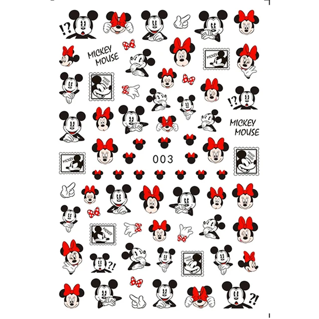 1PCS Disney Cartoon Anime Collection Star Design Nail Sticker Mickey Mouse Donald Duck Lion King Mermaid Stitch Nail Slider D003