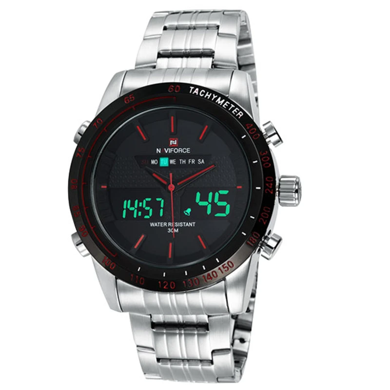 NAVIFORCE Роскошные брендовые Модные мужские спортивные часы кварцевые цифровые