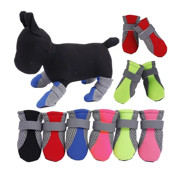 

Pretty Dog Shoes Anti-slip Spring Summer Pet Boots Paw Protector Reflective Straps Dog Chihuahua Teddy Cute Breathable Net shoes