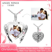 Романтическое 925 пробы Серебряное ожерелье с открытыми крыльями и подвеской в виде сердца для влюбленных