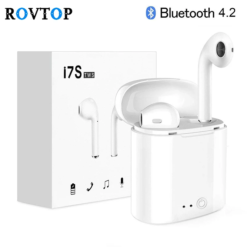 Беспроводные Bluetooth наушники Rovtop Mini i7s TWS гарнитура спортивные с микрофоном для Iphone
