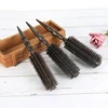 3 Sizes Barber Salon Natural Boar Bristle Comb Wood Handle Sharp Tail Hair Rolling Hairbrush Round Barrel Blowing Hair Comb 1601 2