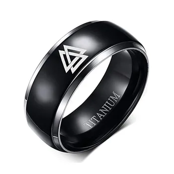 

Mens Black Color Vegvisir Viking Titanium Steel Biker Rings Futhark Runes Vikings Triangle Odin Nordic Jewelry