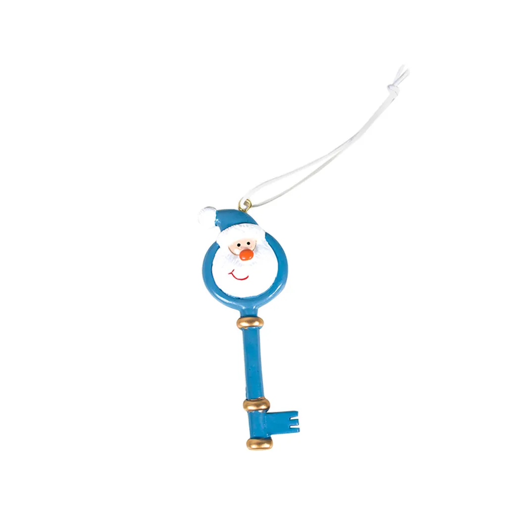 HOT Christmas Cute Key Shaped Ornament Wrought Iron Santa Claus Head Christmas Tree Pendant Home Decor New Year Gifts#T2 - Цвет: Blue