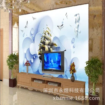 

TV Backdrop Mural 3D Oceans Plain Sailing Stereo Mural Cool Seamless Mural Background Wall