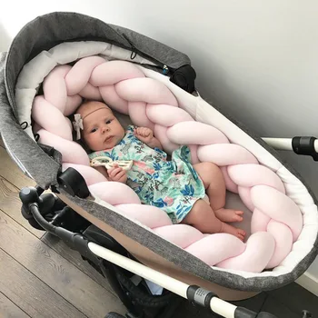 

Baby Crib Bumper Knotted Braided Plush Nursery Cradle Decor Gift Cushion Bed Sleep Bumper JS22