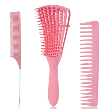 

2020 New Big Tooth Comb Tip Tail Comb New Hairdressing Multi-functional Styling Hair Massage Comb Plastic Anti-static Comb Set