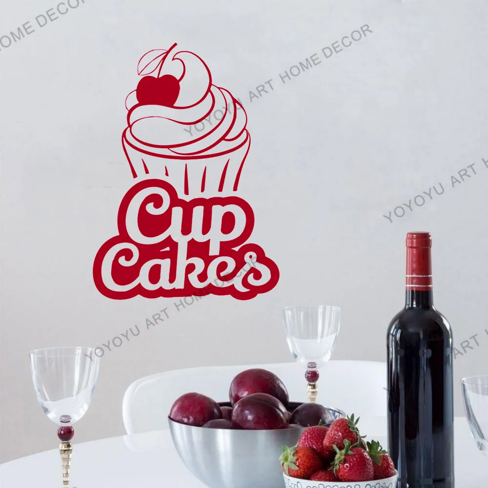 Bakery Logo Wall Decal Cup Cakes Vinyl Stickers Bakehouse Interior Home Design Wall Art Murals Window Sticker hane-made rb398