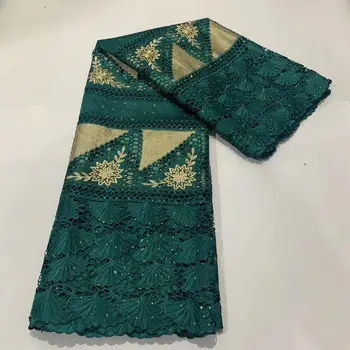 

(5yards/pc) High quality emerald green African cord lace fabric with beautiful pattern and embroidery for party dress FLA003