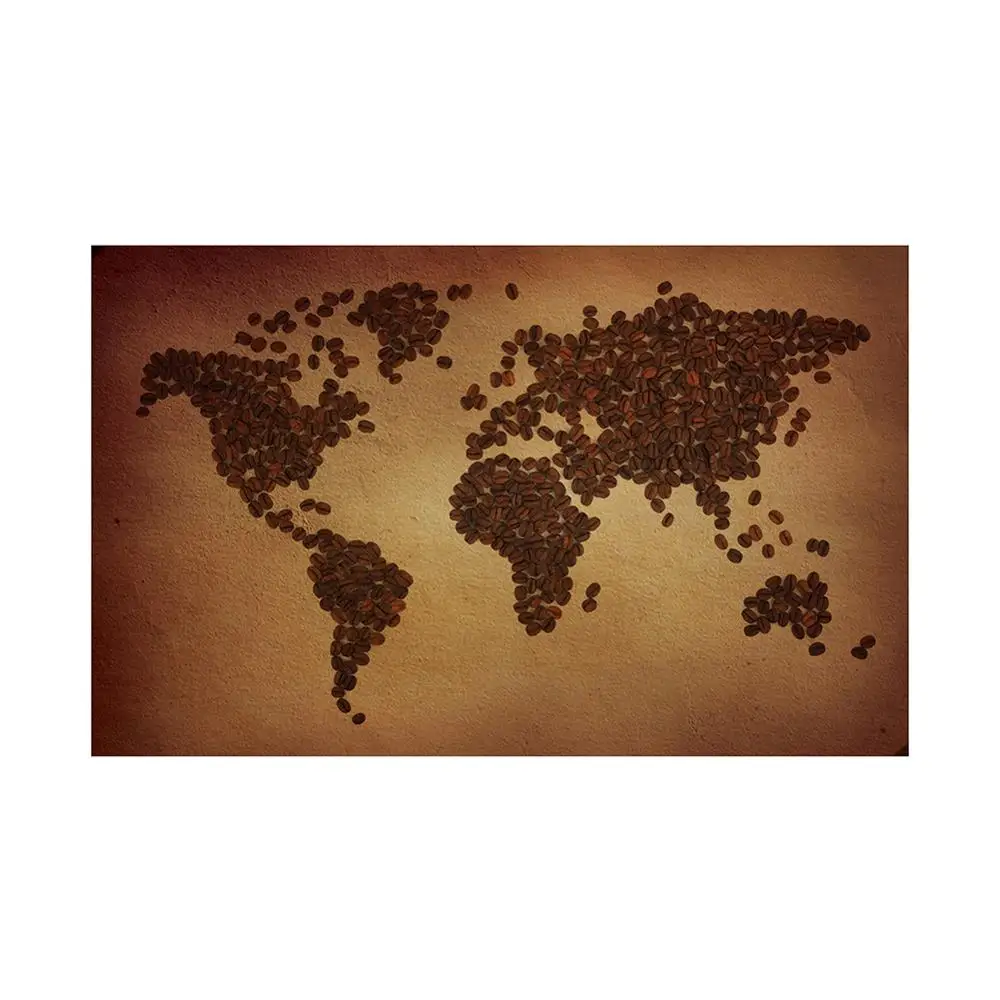 

150x225cm Non-woven DIY World Map Plate Pattern Made Of Coffee Beans Home Wall Decor Map