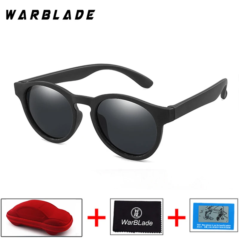 black grey Nodare детская UV400 солнцезащитных очков детей круглые поляризованные TR90 солнцезащитные очки с автомобиля чехол для девочек и мальчиков Детские красочные силиконовые Gafas - Цвет линз: black grey