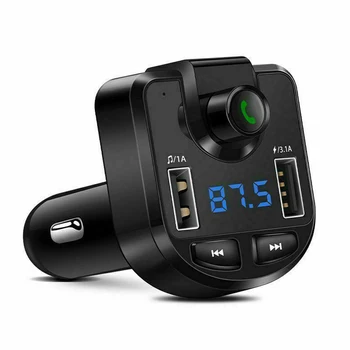

DC 12-24V Digital Display BT Hands-Free Car Kit FM Transmitter MP3 Player 3.1A Dual USB Charger Built-In Mic Support TF Card