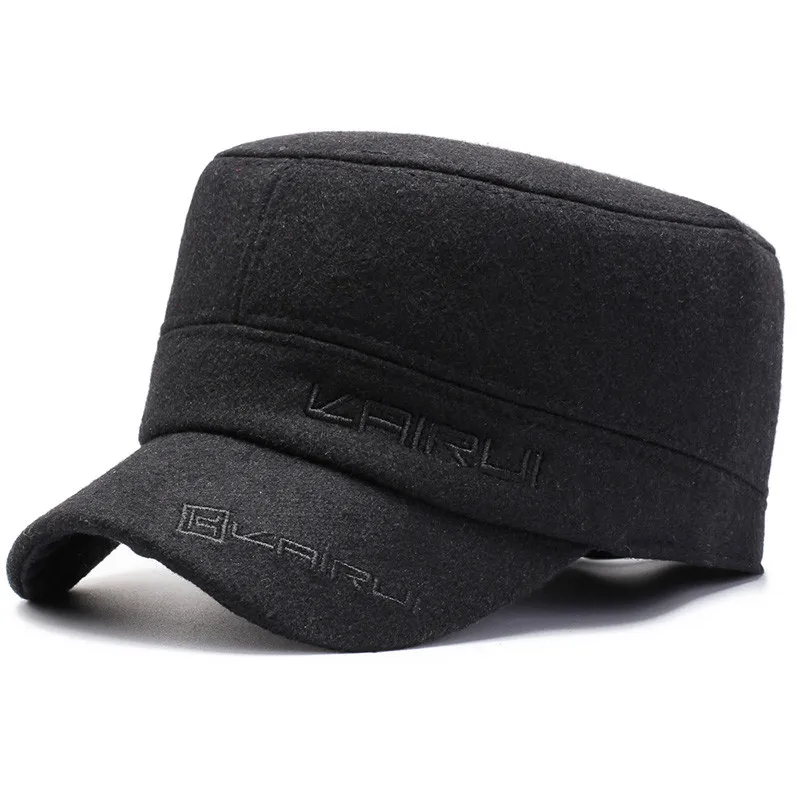 Новое поступление осень-зима мужские теплые вышитые плоские бейсболки ветрозащитные наушники козырьки шляпа бейсболка