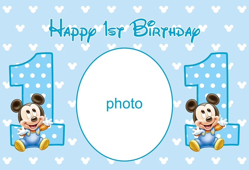 7x5ft Feliz Cumpleanos Bebe Mickey Mouse Azul Blanco Polka Dots Personalizado Foto Estudio Fondo Vinilo 2cm X 150cm Fondo Aliexpress