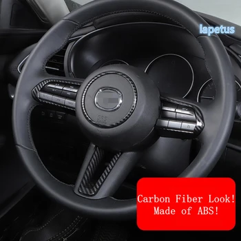 

Lapetus Steering Wheel Decoration Frame Cover Trim Fit For Mazda 3 Hatchback Sedan 2019 2020 ABS Red / Carbon Fiber Look