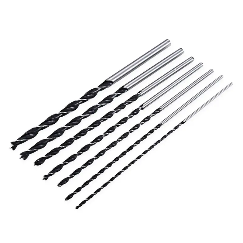  7pc X Long Wood Drill Bit Set 4mm 5mm 6mm 7mm 8mm 10mm 12mm x 300mm Brad Point