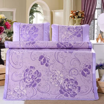 

Ice silk mat 3pcs jacquard mat 1.5 / 1.8 meters washable folding single double air conditioning 2 pillowcases and 1 mat