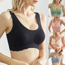 Thai látex underwear sutiãs para mulher mais tamanho M 3XL push up bralette sutiã sem costura topo bh conforto de refrigeração reúne almofada à prova de choque