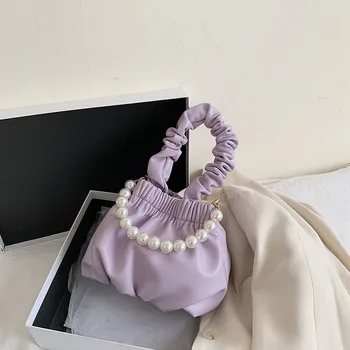 

Folds Design Pear Shoulder Tote Mini Solid Color PU Leather Crossbody Bags for Women 2020 Summer Sweet Shoulder Handbags