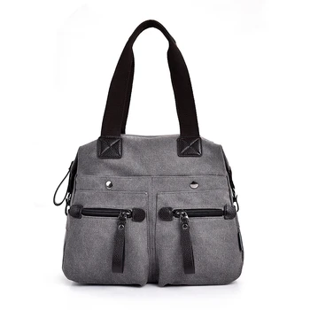 

2020 Casual Tote Vintage Women's Canvas Shoulder Bag Versatile Solid Zip Soft Crossbody Bag Bolsa Feminina Purses And Handbags