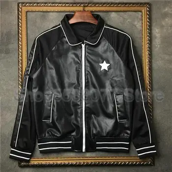 

Designer Luxury Brand Fashion Mens Clothing Long Sleeve Print Star Jacket Baseball Striped Leather Cotton Coat Jackets