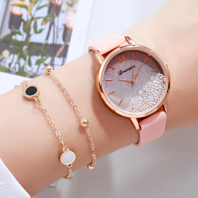 

Bravura Brand Diamond Women Casual Leather Ladies Watch Quartz Wrist Watch Starry Sky Female Clock Reloj Mujer Relogio Feminino