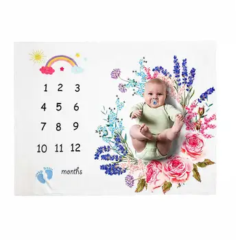 

Unisex Commemorate Chart Shower Gifts Backdrop Soft Newborn Large Photo Props Flannel Baby Monthly Milestone Blanket Print