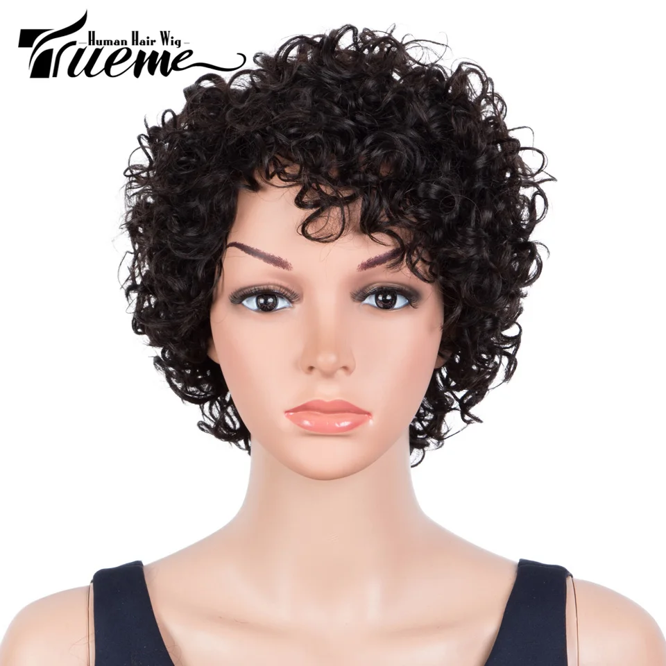Parrucche Corte Per Capelli Umani Trueme Per Donna Parrucca Brasiliana Riccia Per Capelli Umani Parrucca Piena Riccia Riccia Allentata Di Colore Natur