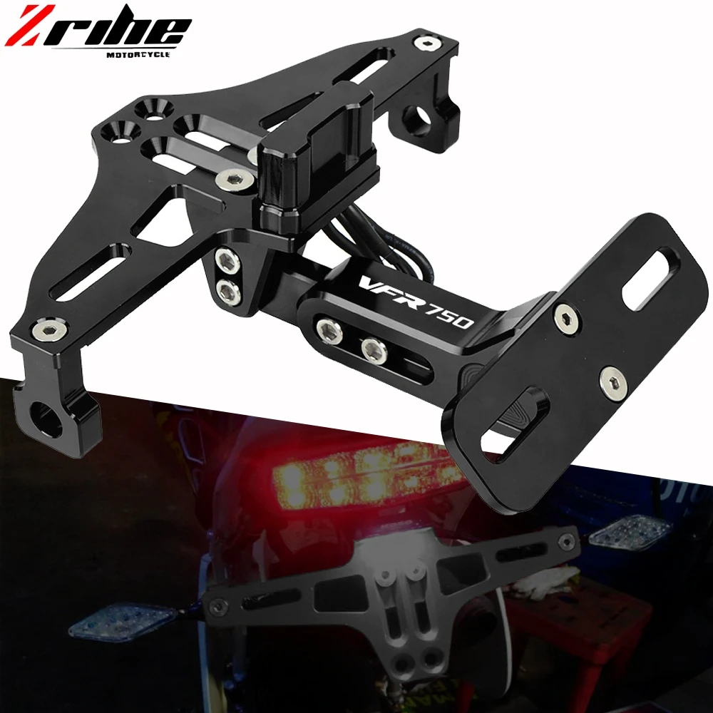 

For Honda VFR 750 VFR750 1991-1997 CNC Motorcycle Adjustable Angle Rear License Number Plate Mount Holder Bracket with LED Light