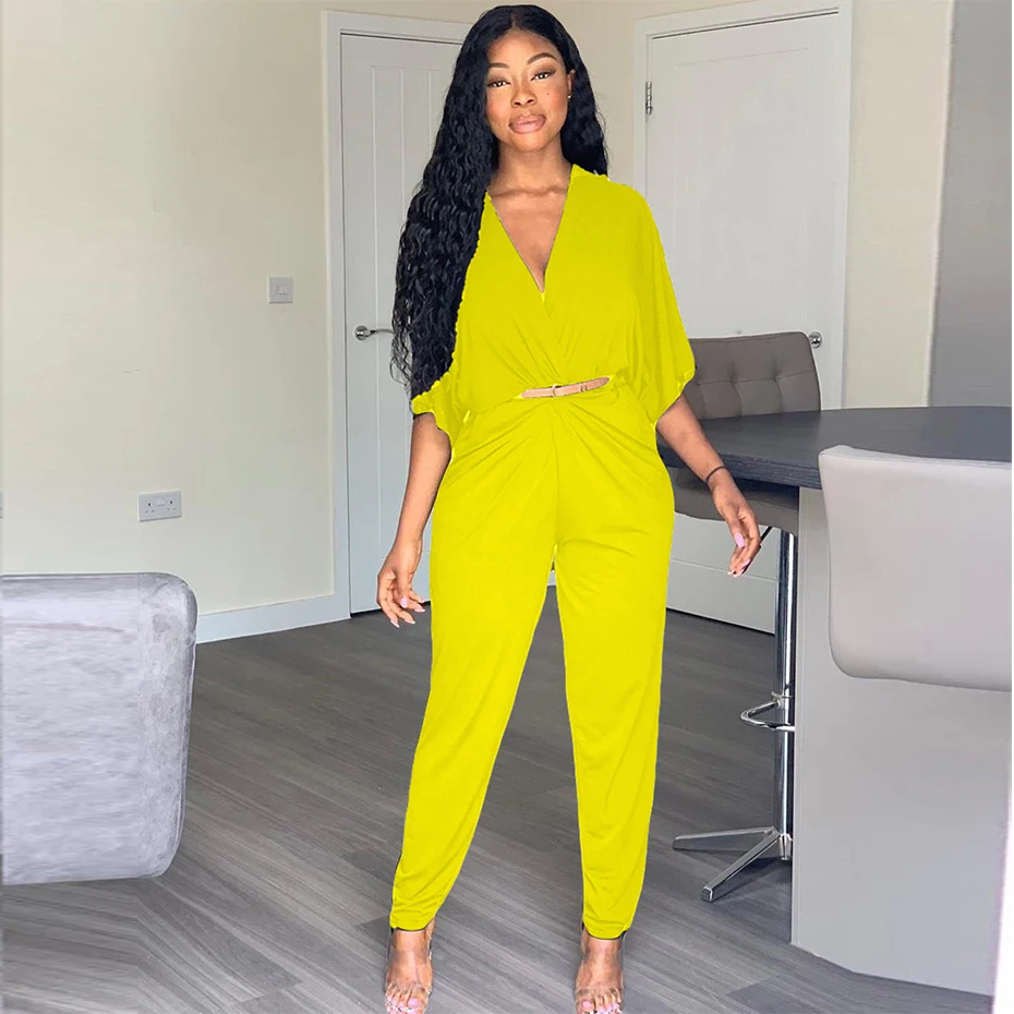 ZKYZWX Batwing Sleeve rompers womens jumpsuit Clothes Fall Streetwear Fashion Nova Plus Size Sexy Party One Piece Overalls