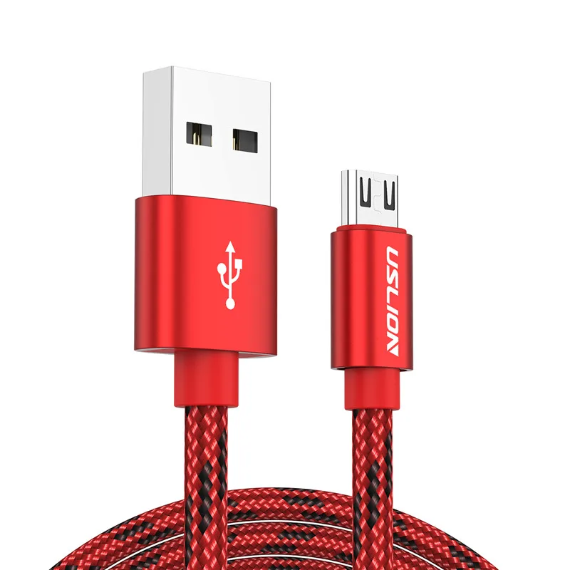 USLION 2.4A Micro USB кабель для samsung Xiaomi huawei Быстрая зарядка зарядное устройство кабель синхронизации данных Microusb Andriod кабели для мобильных телефонов - Цвет: Red