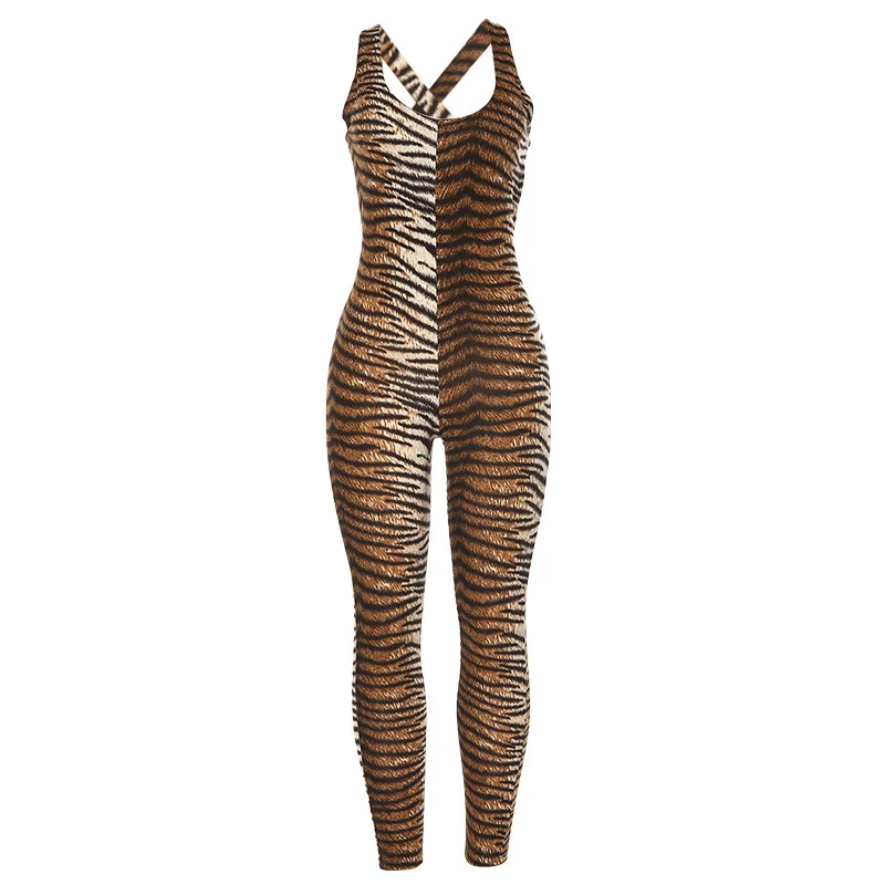 Print Tigress фитнес-костюм градиентный цвет Печатный женский сексуальный комбинезон с открытой спиной пуш-ап комбинезоны эластичная спортивная одежда - Цвет: Print