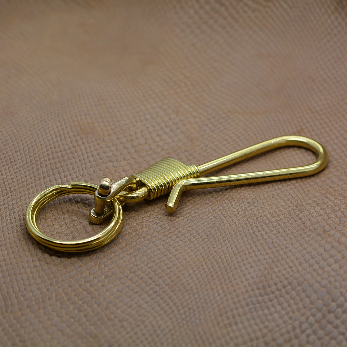 Chrome Plated Brass Carabiner Belt U Hook Fob Clip, EDC Keychain, Key Ring