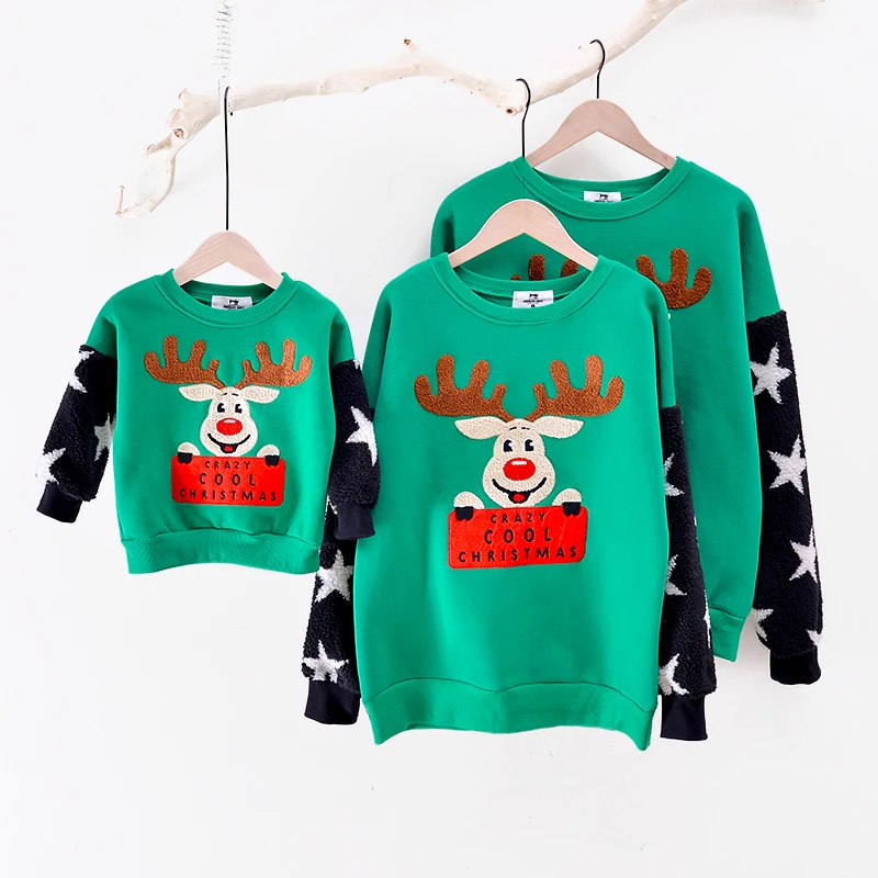  Christmas Sweaters Deer Cartoon Baby Girl Boy Family Matching Clothes Mother and Daughter Father Ad