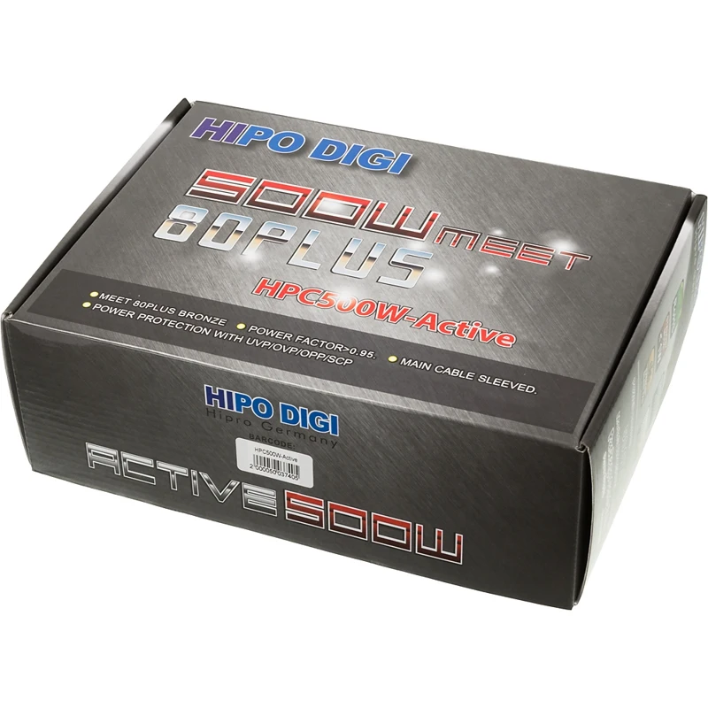 Блок питания Hipro ATX 500W HPC500W-Active 80+ bronze(24+4+4pin) APFC 120mm fan 4xSATA RTL