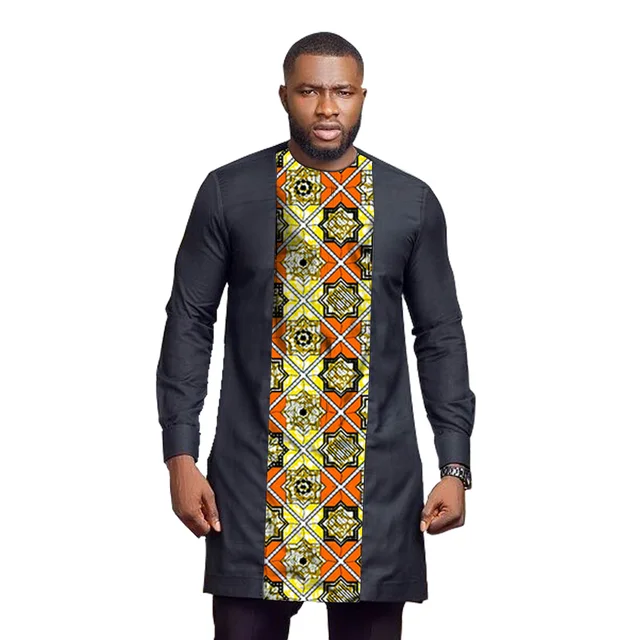 Okafor Long Sleeve Dashiki  Patchwork  T-Shirt - Image 6