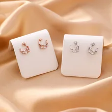 Индивидуальность кубического циркония стиль Контрактная Изысканная мода темперамент Луна моделирование дизайн женские серьги Новинка