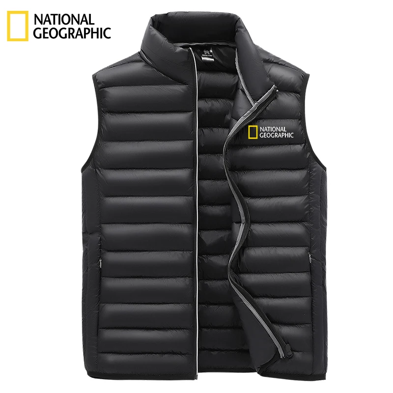 National Geographic brand autumn winter jacket men's stand-up collar vest men's zipper jacket sleeveless casual winter vest black puffer coat Down Jackets