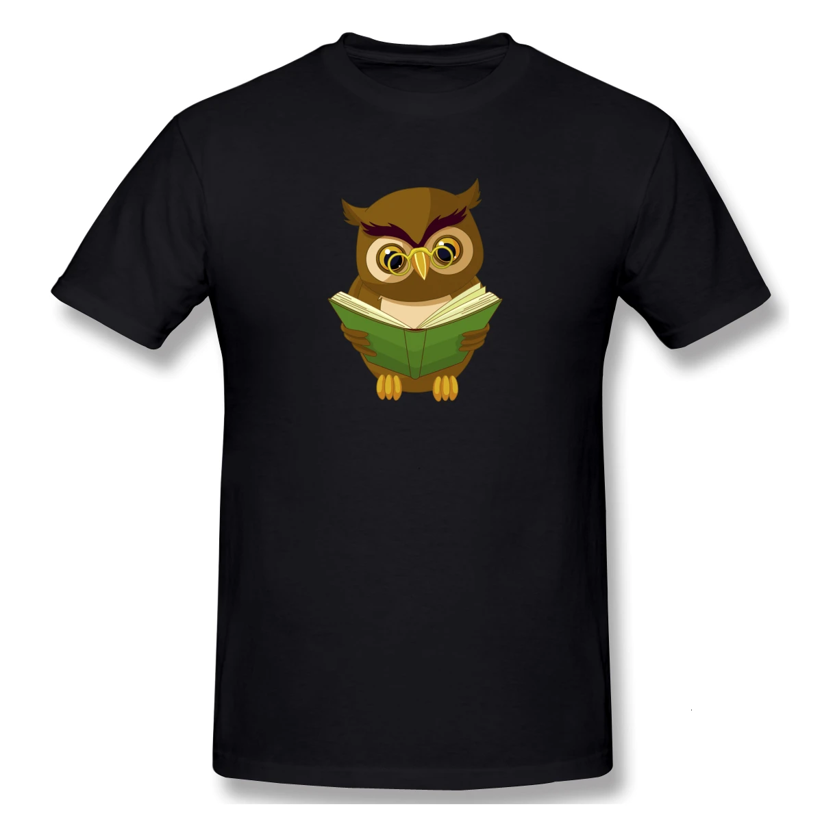 

2019 Owl Bird Animation Cartoon Read Book Men's Basic Short Sleeve T-Shirt 3D Print t shirt Cotton Funny T-shirt home Top Tees