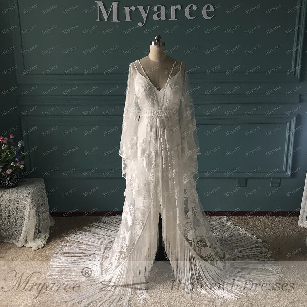 Mryarce уникальные невесты Цыганский Хиппи Бохо свадебное платье с расклешенными рукавами стильные свадебные платья с бахромой