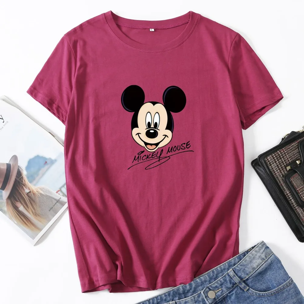 

-Hot Selling Cute Cute Mickey Mouse Eight-Color Large Size Women's Full Cotton T-shirt