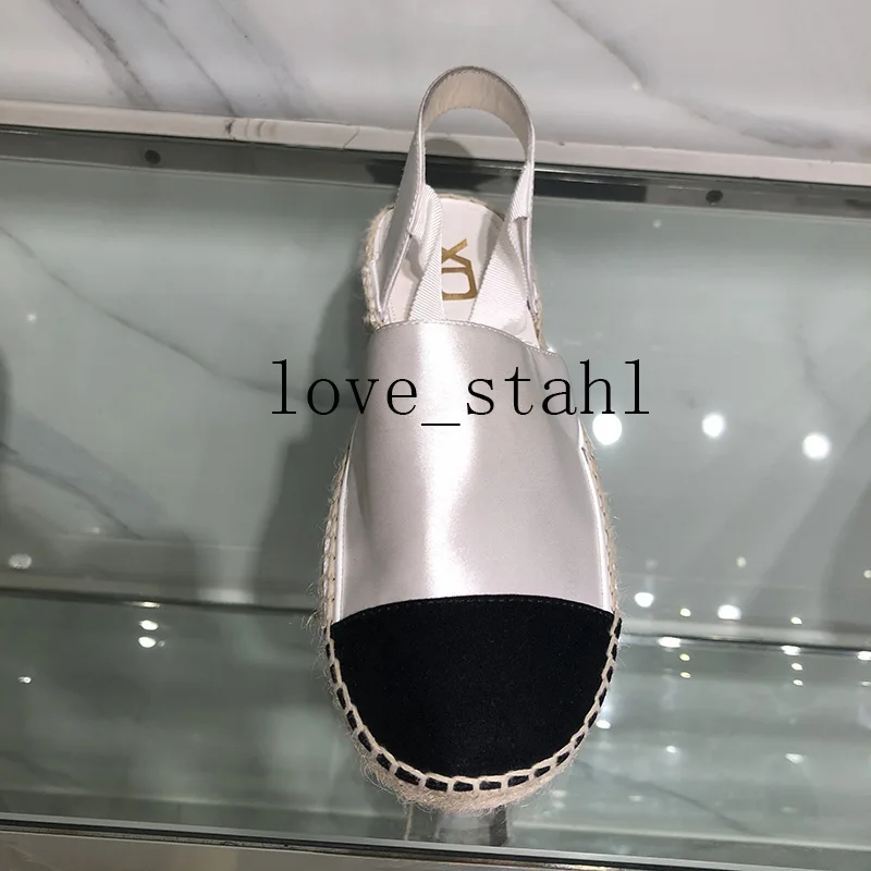 

2019 lovestahl women Genuine Leather stitching silk back strap flat sandals Roman woven semi-drag color matching casual shoes