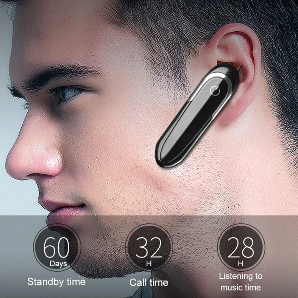 Business D5 1Pc Sweatproof Noise Reduction Earbuds Wireless Earphone Ear Hook Headset Handsfree Call HD call Bluetooth Headphone