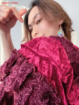 

Belly Dance Hip Scarf Autumn And Winter New Performance Clothing Waist Scarf Velvet Section Bottom Dance Clothing Women