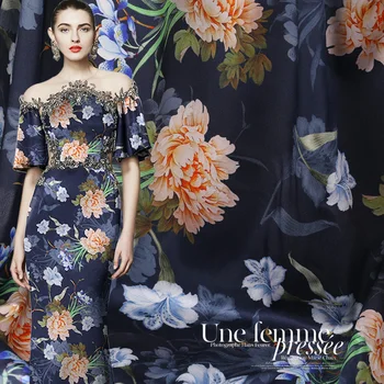 

108cm wide printed silk fabric 19 mm digital inkjet silk stretch satin fabric drape shirt dress fabric wholesale silk cloth